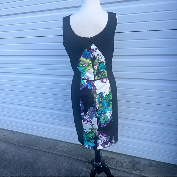 Ellen Tracy Blue Sheath Midi Dress Sleeveless Crew Neck - Picture 6 of 12